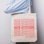 Ballet Trauma Club Nice Attitude 12oz canvas tote bag with inner pocket