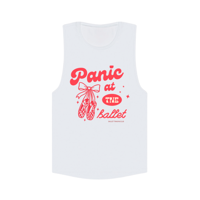 Panic at the Ballet tee in white- Ballet Trauma Club Summer Exclusive Collection
