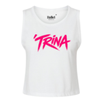 Women's crop tank with pink text