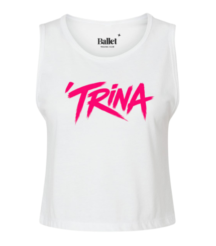 Women's crop tank with pink text